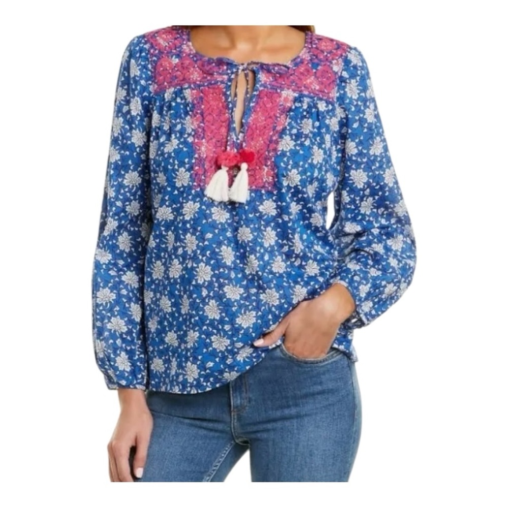 NWOT J.Crew Embroidered Voile Top in Block Print  Sz S AM848